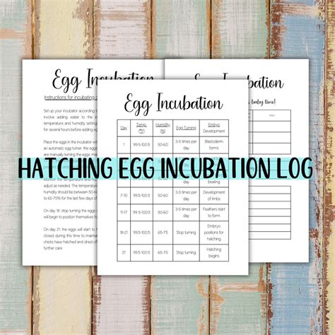 Printable Chicken Egg Incubation Calendar Incubation Log Incubation Tracker For Hatching Eggs