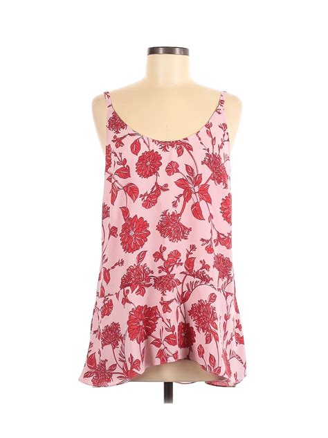 Cabi 100 Polyester Floral Multi Color Pink Sleeveless Blouse Size M