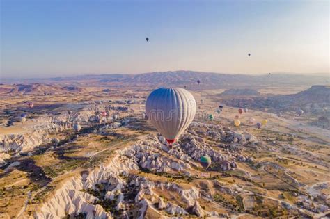 Colorful Hot Air Balloons Flying Over At Fairy Chimneys Valley In Nevsehir Goreme Cappadocia