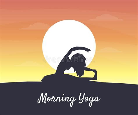 Morning Yoga Banner Silhouette Of A Girl On The Background Of The