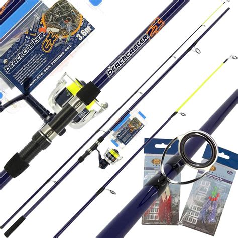 Sea Fishing Ft Pc Beachcaster Rod And Reel Combo Set With