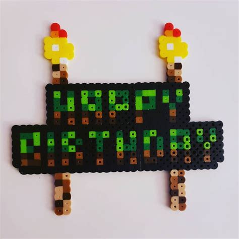 Minecraft Cake Cupcake Toppers Perler Beads Etsy