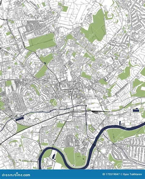 Map Of The City Of Nottingham Nottinghamshire East Midlands England