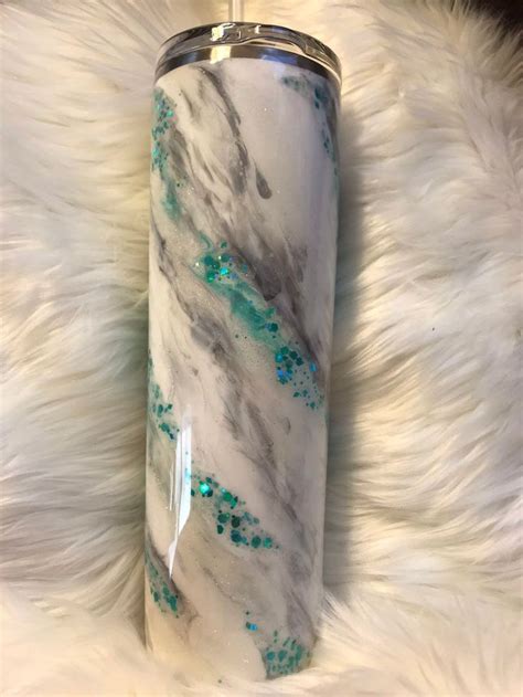 Marble And Turquoise Custom Tumbler Custom Tumblers Vinyl Tumblers