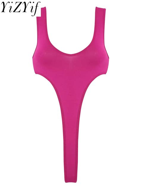 Sexy Women Bodysuit High Cut Thong Leotard Sleeveless One Piece