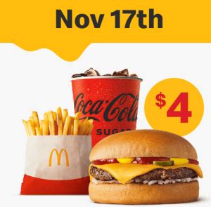 Deal Mcdonalds Small Cheeseburger Meal On November