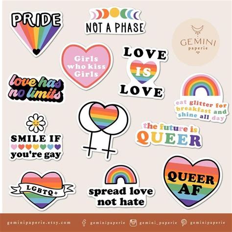 Pride Printable Stickers Bundle Lgbtq Vinyl Sticker Laptop Decal Love Pride Clipart Gay