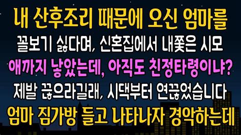 실화 사연 내 산후조리 때문에 오신 친정엄마가 꼴보기 싫다며 신혼집에서 쫓은 시모 내가 엄마 짐가방에서 무언가 꺼내어