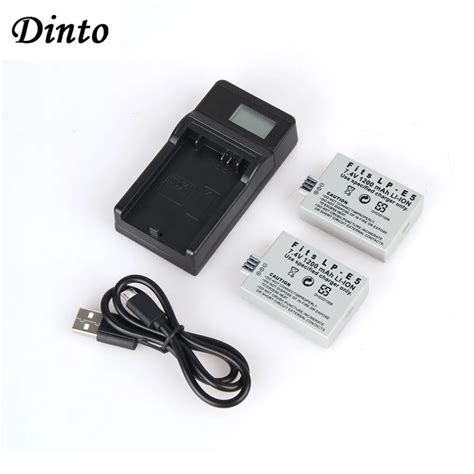 Dinto 2 X Lp E5 Lp E5 Lpe5 Rechargeable Camera Battery Usb Lcd