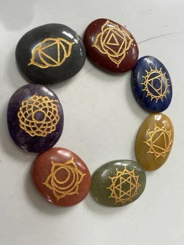 Stone Multicolor Sevan Chakra Round Reiki Set For Healing Purpose At