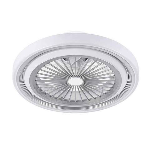 Ventilateur modèle ROK argent avec plafond led et commande à distance