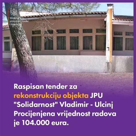 Tender za rekonstrukciju objekta područnog odjeljenja vrtića u Ulcinju