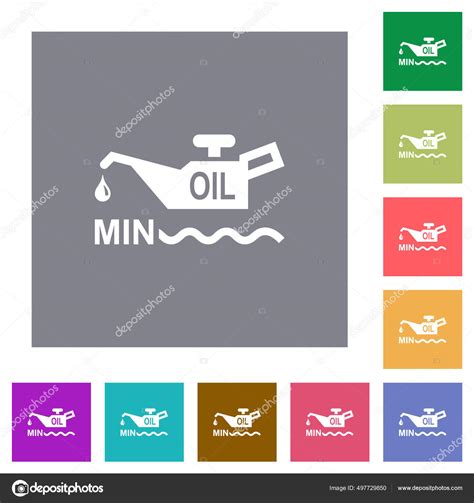 Oil Level Minimum Indicator Flat Icons Simple Color Square Backgrounds