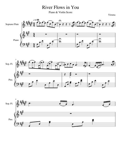 River Flows In You Flute And Piano Duet Sheet Music For Piano Flute Mixed Duet