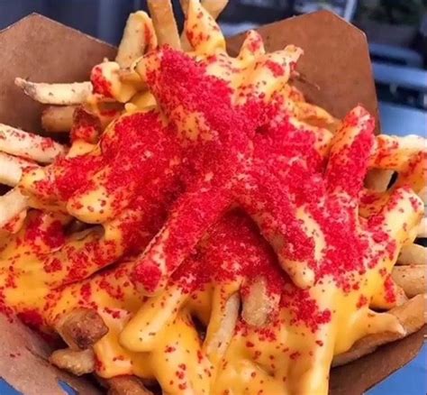 Cheesy Fries Sprinkled With Hot Cheeto Fries Recipes Food Obsession