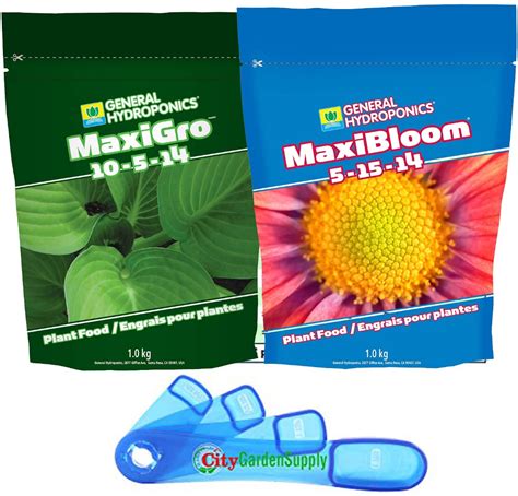 General Hydroponics Maxigro Maxibloom Engrais 1 Kg Chacun Avec Tableau