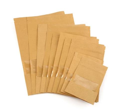 Kraft Paper Ziplock Bag With Window Stand Up Pouch 200 250gm 58 Inches Eco Bags India