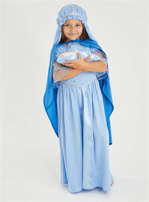 Fancy Dress Christmas Nativity Blue Mary Costume Set 3 10 Years Tu