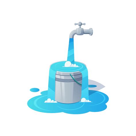 Illustration Fill The Bucket Until It Overflows Vector Image