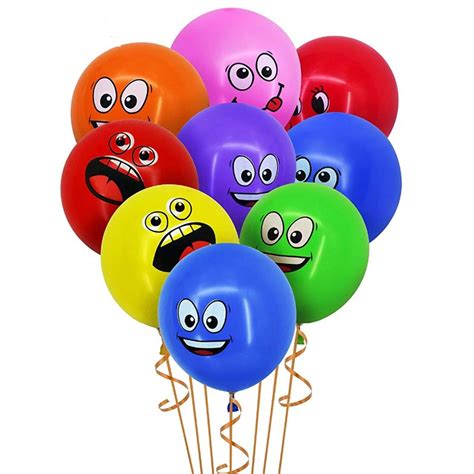 100pcs Emoji Latex Party Balloons 12 Inch Jufen Multicolored Happy Face