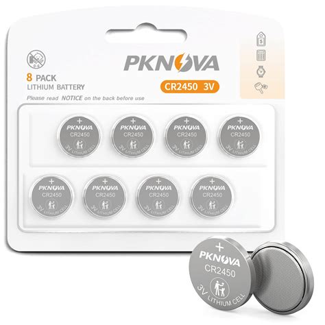 Fseofu PKNOVA CR2450 Lithium Battery 3 Volt Lithium Coin Cell 3V Button ...