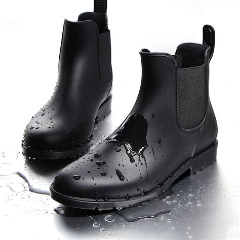 Litfun Comfortable Womens Waterproof Short Rain Boots Anti Slip Rubber Ankle Chelsea Booties