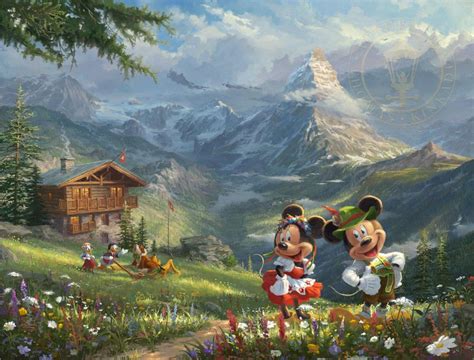 Mickey And Minnie In The Alps Thomas Kinkade Studios Thomas Kinkade