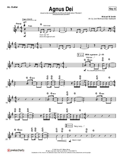 Agnus Dei Acoustic Guitar Sheet Music Pdf Michael W Smith Praisecharts