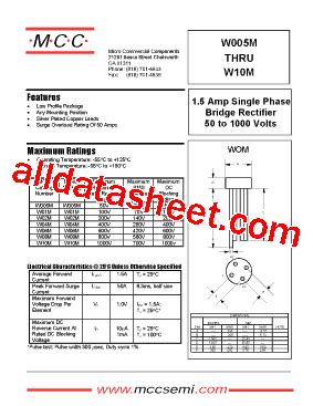 W06M Datasheet PDF Micro Commercial Components