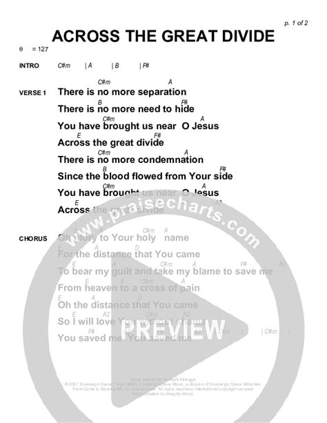 Across The Great Divide Chords PDF Sovereign Grace PraiseCharts