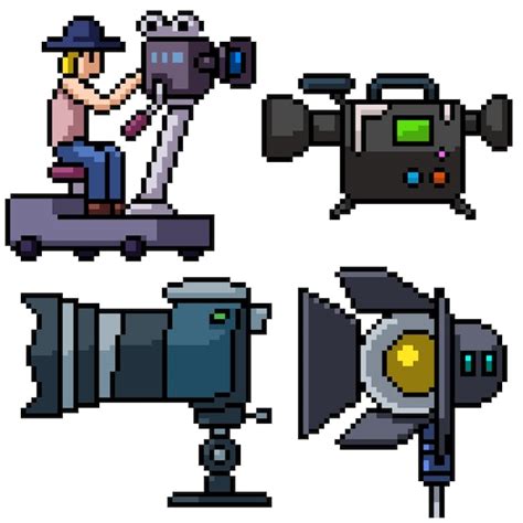 Premium Vector Pixel Art Set Isolated Studio Camera