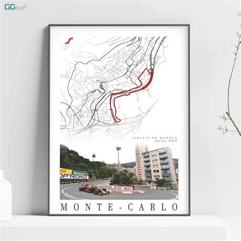 City Map of Monaco Monaco Circuit Map Circuit De Monaco F1 Circuit Gift ...