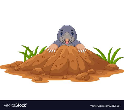 Cartoon Mole Come Out Hole Royalty Free Vector Image