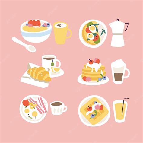 Premium Vector Vector Illustration Set Of Different Breakfasts