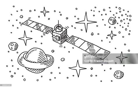 Satellite Space Stars Planet Drawing High-Res Vector Graphic - Getty Images