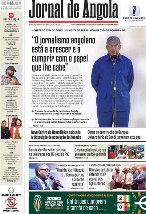 Capa Jornal De Angola De 2024 01 14