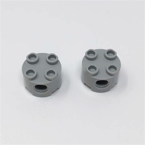 Lego Parts Brick Round X W Pin Holes Light Bluish Gray Ebay