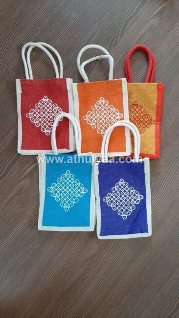 Mini Jute Bag With Kolam Print Navaratri Return Gifts Online Athulyaa