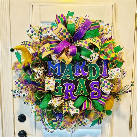 Mardi Gras Door Wreath, Mardi Gras Home Decor, Mardi Gras Party, Mardi ...