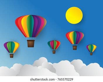 Origami Made Colorful Hot Air Balloon Stock Vector Royalty Free Shutterstock