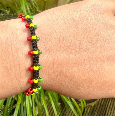 Reggae Bracelet Beaded Bracelet Rastafarian Bracelet Black Bracelet