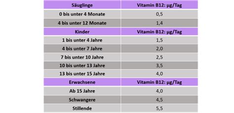 Vitamin B12 Bedarf Mangel Quellen Dosierung