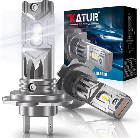 Katur H7 Led Headlight Bulb 55w 12000lm Fanless 6500k Xenon White Plug