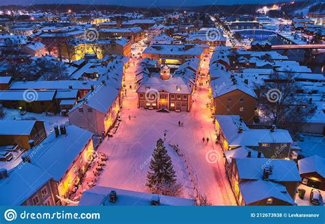 Aerial View of Old Porvoo in the Winter Evening, Finland Stock Photo - Image of finnish, tourism ...