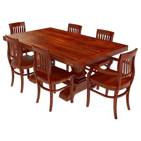 Siena Rustic Solid Wood 8 Piece Dining Room Set