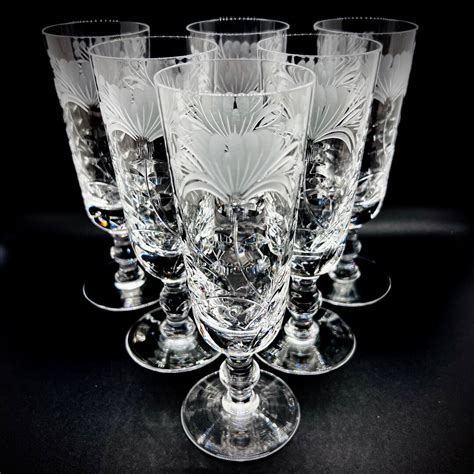 Royal Brierley Crystal Champagne Flute Glasses Honeysuckle Etsy