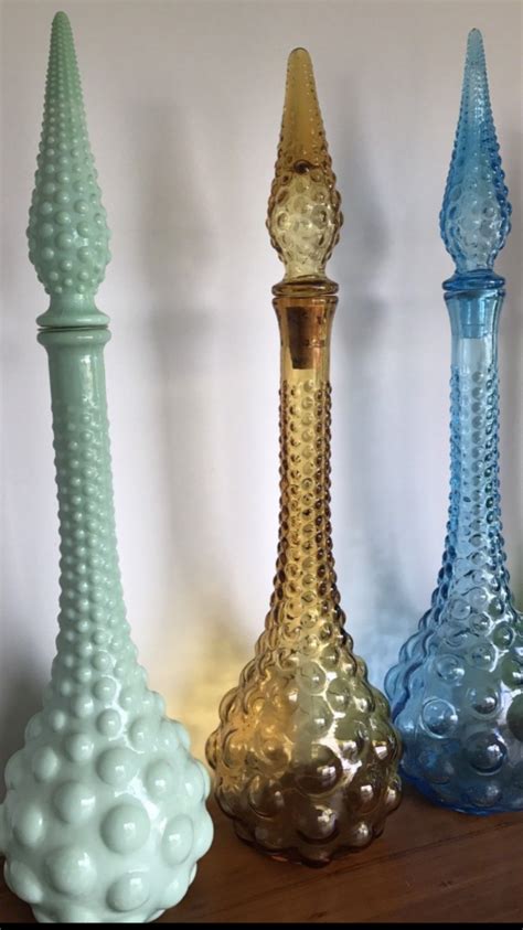 Vintage Glass Genie Bottle Collection Mid Century Art Glass