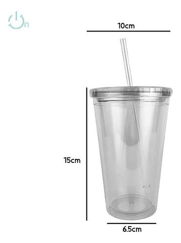 Vaso Acr Lico Reutilizable Oz Con Popote Doble Pared Pzas Cuotas