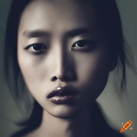 Surreal Photo Of An Enigmatic Asian Woman With Captivating Eyes In A Moody And Dark Fashion