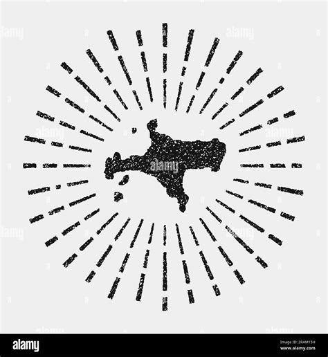 Vintage Map Of Ko Mak Grunge Sunburst Around The Island Black Ko Mak